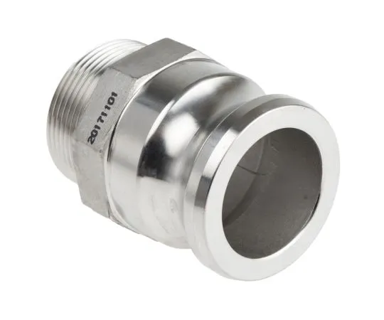 63-6616-69　Straight Male Hose Coupling 1-1/2in Part F Cam & Groove Adapter, 1-1/2 in R Male, Stainless Steel　307-314