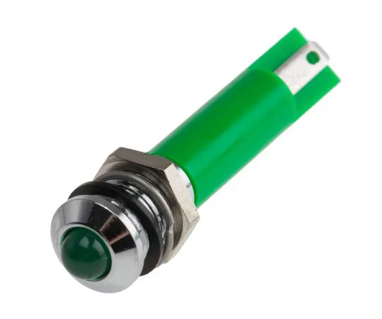 63-6584-69　RS PRO Green Indicator, 12 V, 8mm Mounting Hole Size, Solder Tab Termination, IP67　208-087