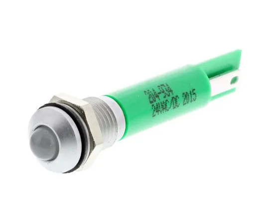63-6582-24　RS PRO Green Indicator, 24 V ac/dc, 8mm Mounting Hole Size, Solder Tab Termination, IP67　204-934