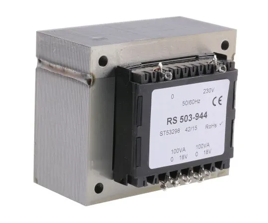 63-6679-80　RS PRO 200VA 2 Output Chassis Mounting Transformer, 18V ac　503-944