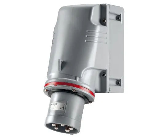 63-6988-71　RS PRO IP44 Red Wall Mount 3P+N+E Industrial Power Plug, Rated At 63A, 415 V　125-4474