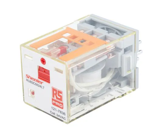 63-6809-09　RS PRO, 24V ac Coil Non-Latching Relay 3PDT, 10A Switching Current Plug In, 3 Pole　121-7836