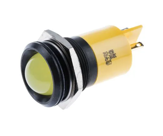 63-6587-83　RS PRO Yellow Indicator, 24 → 36 V dc, 22mm Mounting Hole Size, Tab Termination　212-058