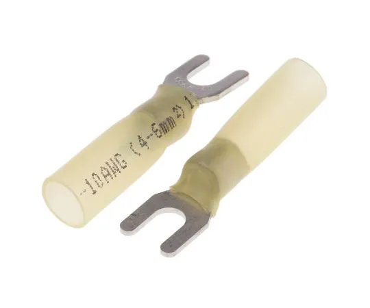 63-6977-83　RS PRO Insulated Crimp Spade Connector, 4mm² to 6mm², 12AWG to 10AWG, M4.3 (#6) Stud Size HDPE, Yellow　125-1973