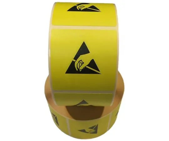63-6978-49　RS PRO Yellow/Black Paper ESD Label, Attention-Text 50 mm x 50mm　125-2363