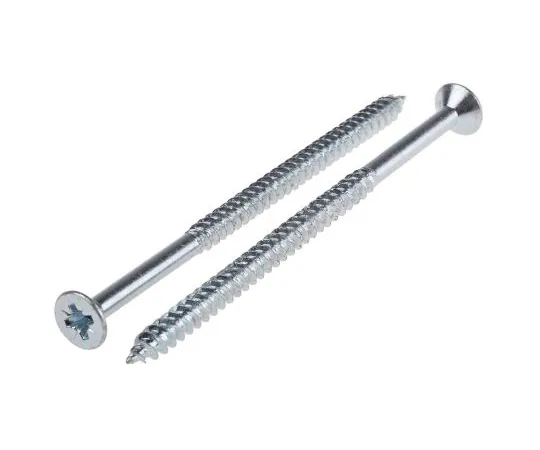 63-6693-89　Pozidriv Countersunk Steel Wood Screw Bright Zinc Plated, No. 12 Thread, 4in Length　521-282