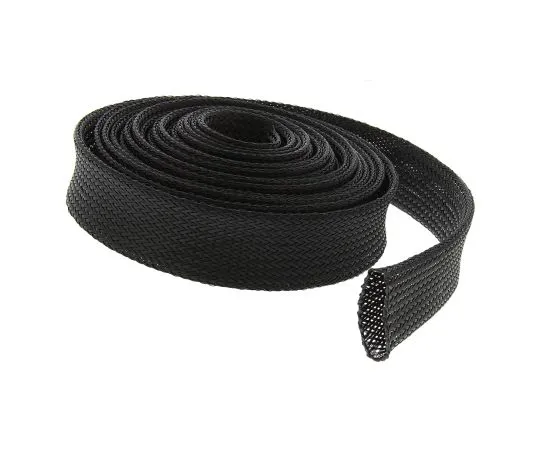 63-6635-16　RS PRO Expandable Braided PET Black Cable Sleeve, 30mm Diameter, 5m Length　408-211