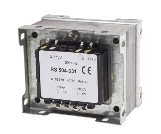 63-6680-27　RS PRO 100VA 2 Output Chassis Mounting Transformer, 6V ac　504-331