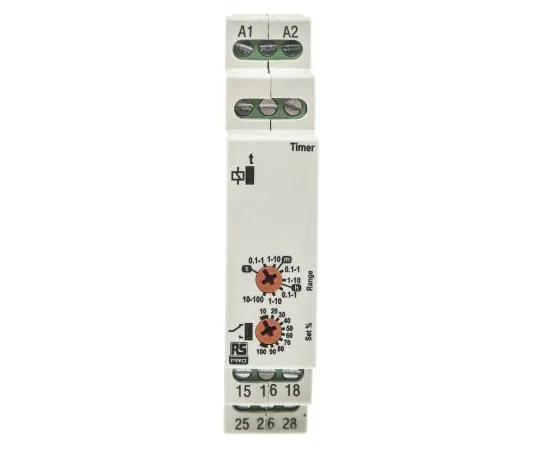 63-6743-07　RS PRO DPDT Time Delay Relay, ON Delay, 12 → 230V ac/dc, DIN Rail Mount　102-6125