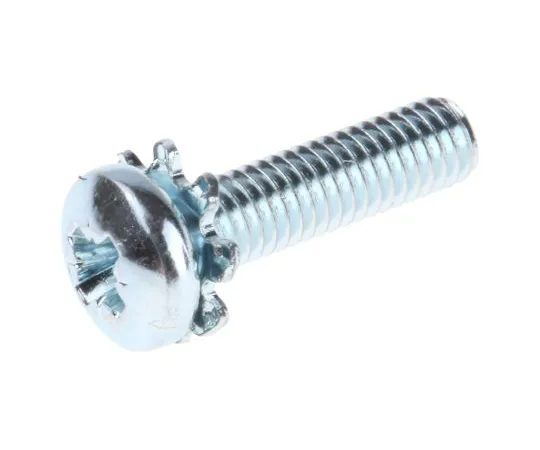 63-6611-64　RS PRO M3 x 12mm Zinc Plated Steel Pan Head Sems Screw, External Tooth Washer　278-657