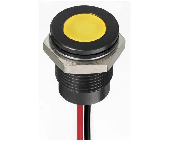 63-7021-49　RS PRO Yellow Indicator, 24 V dc, 14mm Mounting Hole Size, Lead Wires Termination, IP67　130-2299