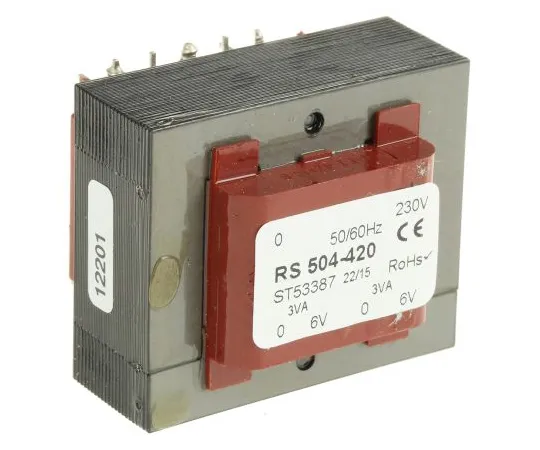 63-6680-34　6V ac 2 Output Through Hole PCB Transformer, 6VA　504-420