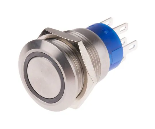 63-6778-09　RS PRO Double Pole Double Throw (DPDT) Latching Blue LED Push Button Switch, IP67, 19.2 (Dia.)mm, Panel Mount, 250V ac　111-5828