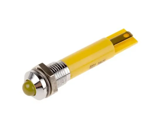 63-6586-57　RS PRO Yellow Flashing LED Indicator, 12 V dc, 8mm Mounting Hole Size, Solder Tab Termination　210-434