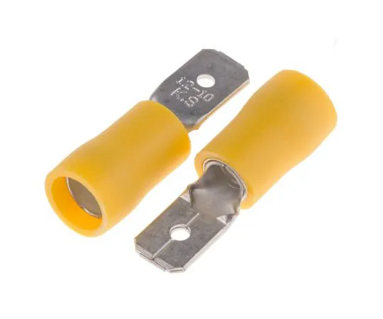 63-6977-68　RS Pro, Yellow Insulated Crimp Tab Terminal, 4mm² to 6mm², 12AWG to 10AWG, 6.35 x 0.8mm　125-1954