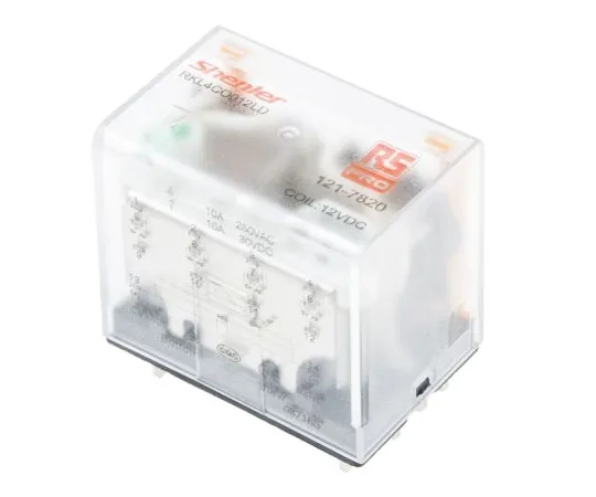 63-6808-98　RS PRO, 12V dc Coil Non-Latching Relay 4PDT, 10A Switching Current Plug In, 4 Pole　121-7820