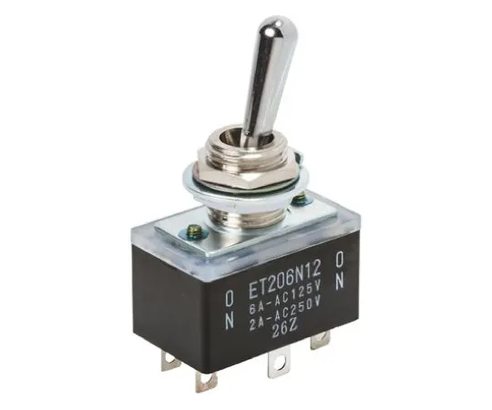 63-6594-45　Toggle Switch On-On DPDT Panel Mount 12 A @ 250 V ac, 20 A @ 125 V ac　ET220N12-Z