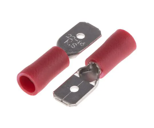 63-6977-66　RS PRO, Red Insulated Crimp Tab Terminal, 0.5mm² to 1.5mm², 22AWG to 16AWG, 6.35 x 0.8mm　125-1952