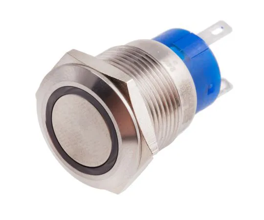 63-6775-23　RS PRO Single Pole Double Throw (SPDT) Latching Green LED Push Button Switch, IP67, 19.2 (Dia.)mm, Panel Mount, 250V ac　111-3887