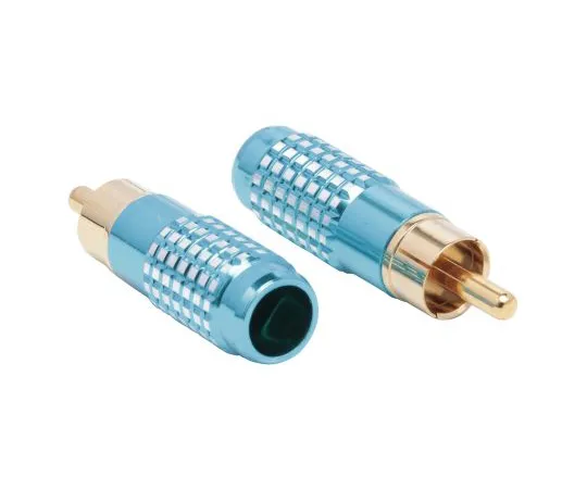 63-6637-29　RS PRO Blue Cable Mount RCA Plug, Gold　411-009