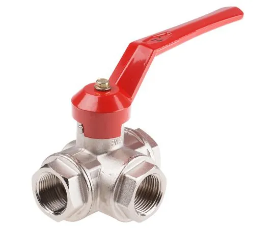 63-6671-09　RS PRO Brass Reduced Bore Ball Valve 1 in BSP 3 Way　486-176