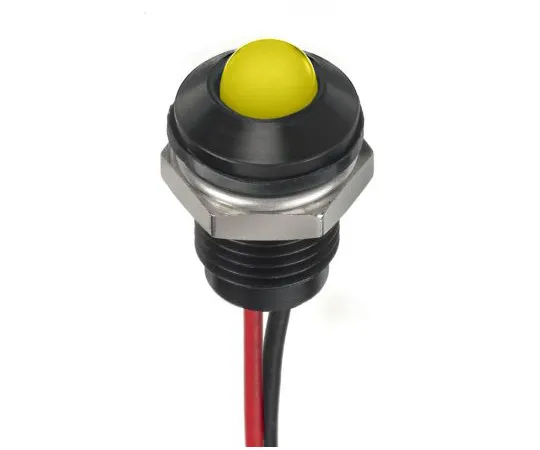 63-7027-58　RS PRO Yellow Indicator, 12 V dc, 8mm Mounting Hole Size, Lead Wires Termination, IP67　132-9135