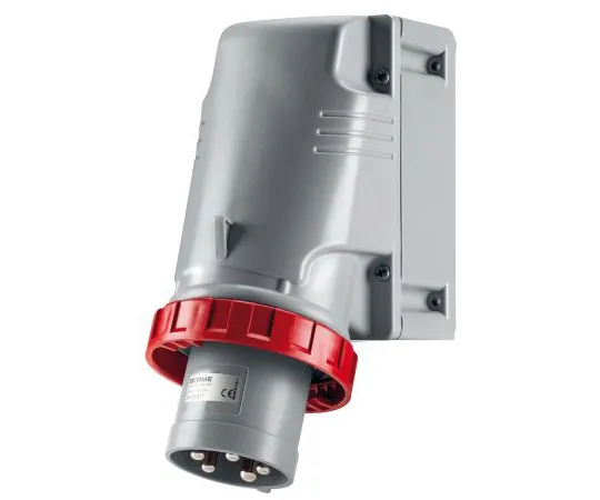63-6988-69　RS PRO IP67 Red Wall Mount 3P+N+E Industrial Power Plug, Rated At 63A, 415 V　125-4470