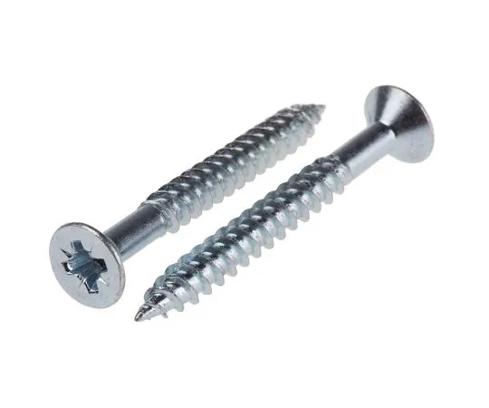 63-6693-88　Pozidriv Countersunk Steel Wood Screw Bright Zinc Plated, No. 12 Thread, 2in Length　521-254