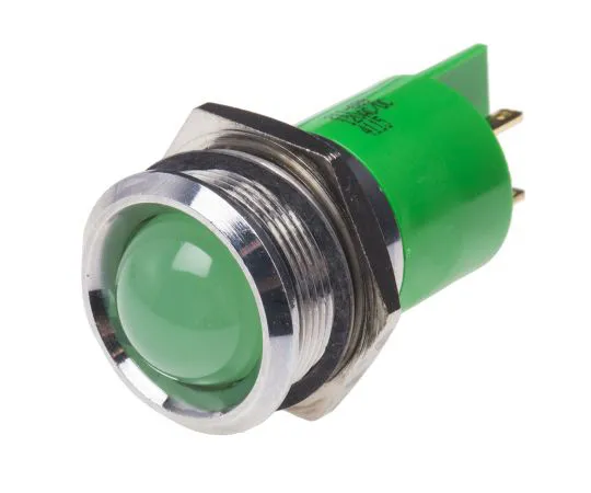 63-6587-67　RS PRO Green Indicator, 12 V, 22mm Mounting Hole Size, Solder Tab Termination　211-689