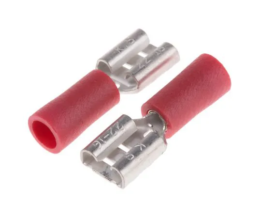 63-6977-62　RS Pro Red Insulated Crimp Receptacle, 6.35 x 0.8mm, 0.5mm² to 1.5mm², 22AWG to 16AWG, Tin Plated　125-1946