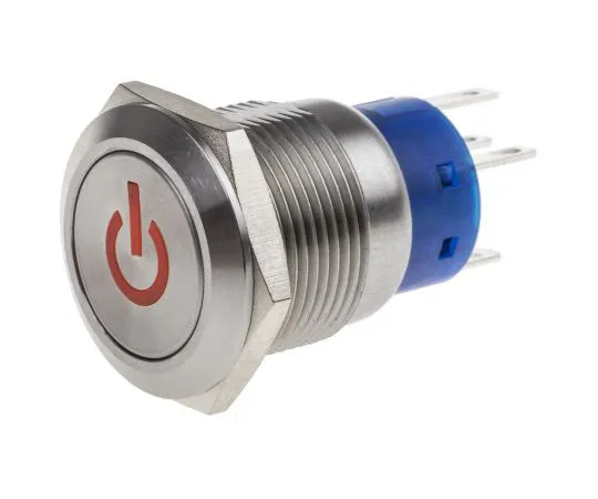 63-6775-36　RS PRO Single Pole Double Throw (SPDT) Latching Red LED Push Button Switch, IP67, 19 (Dia.)mm, Panel Mount, Power　111-3902