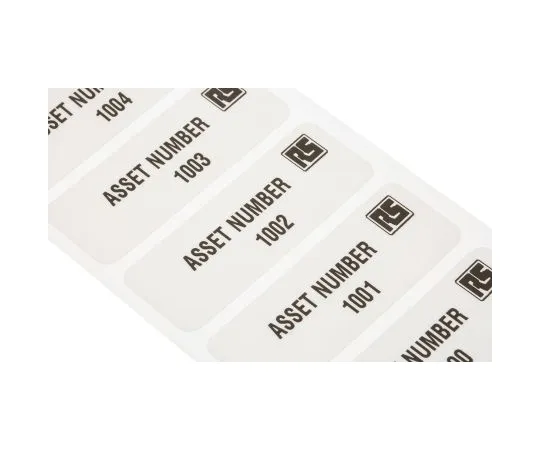 63-6675-21　RS PRO Adhesive Pre-Printed Adhesive Label-Asset Number-. Quantity: 1000 → 2999　494-540