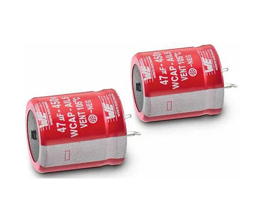 63-6968-71　Wurth Elektronik 100μF 450V dc Aluminium Electrolytic Capacitor, Through Hole 22 (Dia.) x 31mm +105°C 22mm 10mm　861111483006