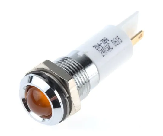 63-6581-86　RS PRO Orange neon Indicator, 240 V ac, 14.5mm Mounting Hole Size, Solder Tab Termination, IP40　204-388