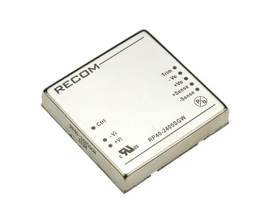 63-7349-96　Recom RP40 GW 40W Isolated DC-DC Converter Through Hole, Voltage in 9 → 36 V dc, Voltage out 5V dc　RP40-2405SGW