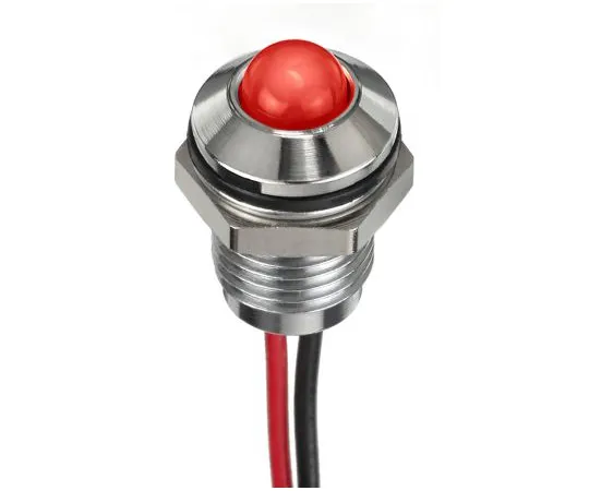 63-7027-29　RS PRO Red Indicator, 12 V dc, 8mm Mounting Hole Size, Lead Wires Termination, IP67　132-9103