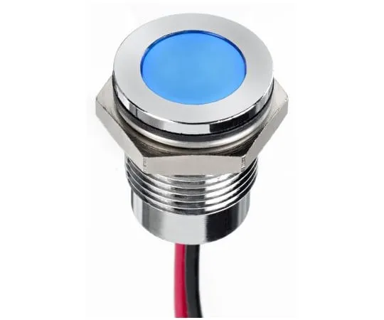 63-7021-10　RS PRO Blue Indicator, 12 V dc, 14mm Mounting Hole Size, Lead Wires Termination, IP67　130-1103