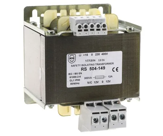 63-6680-09　RS PRO 300VA Isolating Transformer, 230 V ac, 245 V ac, 400 V ac, 415 V ac Primary 1 x, ±12V ac Secondary　504-149
