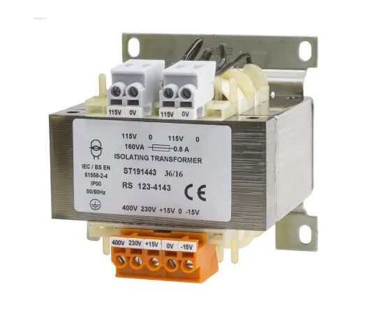 63-6890-87　RS PRO 160VA Isolation Transformer, 15 → 400V ac Primary, 2 x 115V ac Secondary　123-4143