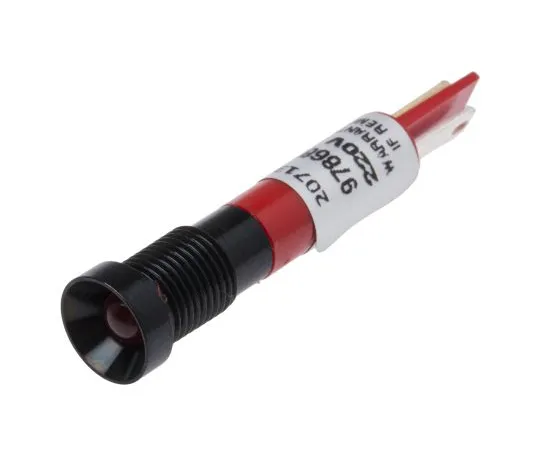 63-6583-95　RS PRO Red Indicator, 230 V ac, 8mm Mounting Hole Size, Tab Termination　207-135