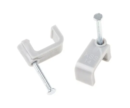63-6599-79　RS PRO Cable Clip Grey Nail PE Rectangular Cable Clip, 6mm Max. Bundle　233-657