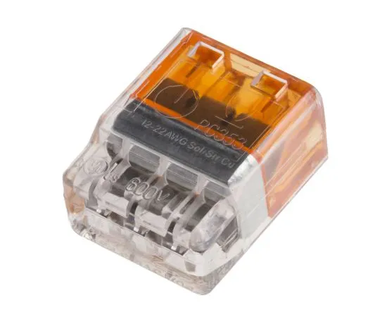 63-6992-42　TE Connectivity 2299515-1 Push Wire Terminal, 0.5 → 2.5 mm², 22 → 12 AWG, Orange, 3 Way　2299515-1