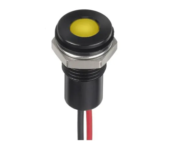 63-7027-73　RS PRO Yellow Indicator, 12 V dc, 8mm Mounting Hole Size, Lead Wires Termination, IP67　132-9150