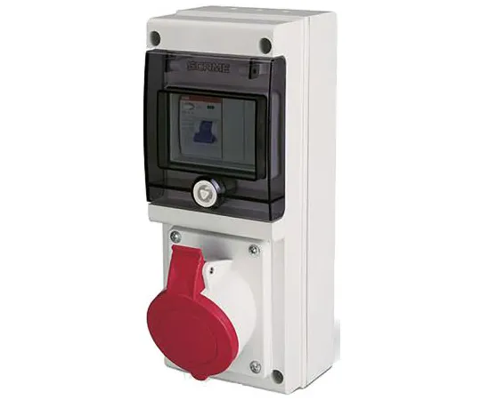 63-6988-20　RS PRO IP67 Red Wall Mount 3P+N+E Industrial Power Socket, Rated At 32A, 415 V　125-4398