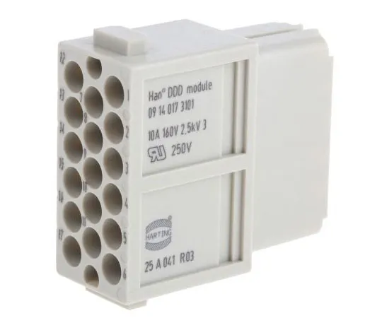 63-7352-74　Han-Modular Series Female Module, 17 Way, 3 Row, Rated At 10A, 160 V, Han DDD　9140173101