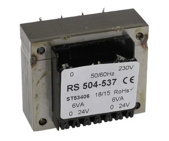 63-6680-45　24V ac 2 Output Through Hole PCB Transformer, 12VA　504-537