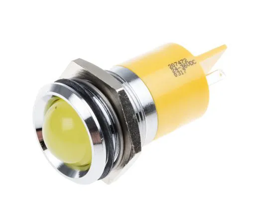 63-6584-29　RS PRO Yellow Indicator, 24 → 36 V dc, 22mm Mounting Hole Size, Tab Termination　207-472