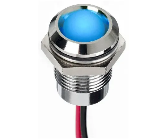 63-7020-86　RS PRO Blue Indicator, 1.8 → 3.3 V dc, 14mm Mounting Hole Size, Lead Wires Termination, IP67　130-1077