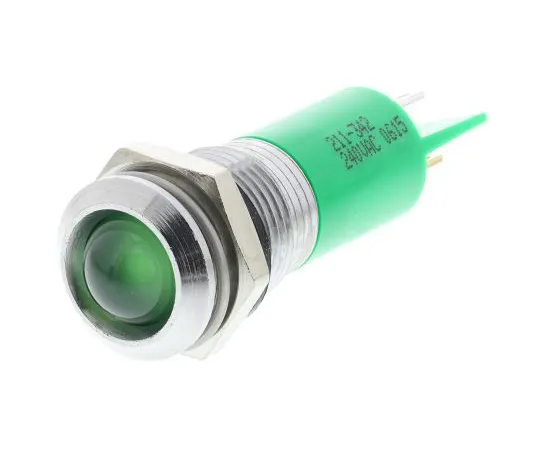 63-6587-30　RS PRO Green neon Indicator, 240 V, 14.5mm Mounting Hole Size, Solder Tab Termination, IP40　211-342