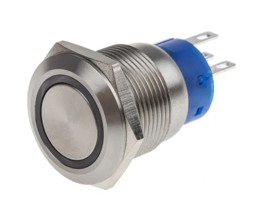 63-6775-21　RS PRO Single Pole Double Throw (SPDT) Latching Yellow LED Push Button Switch, IP67, 19.2 (Dia.)mm, Panel Mount, 250V ac　111-3881